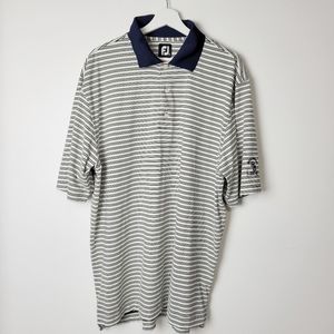 FootJoy Navy & Yellow Striped Golf Polo Shirt